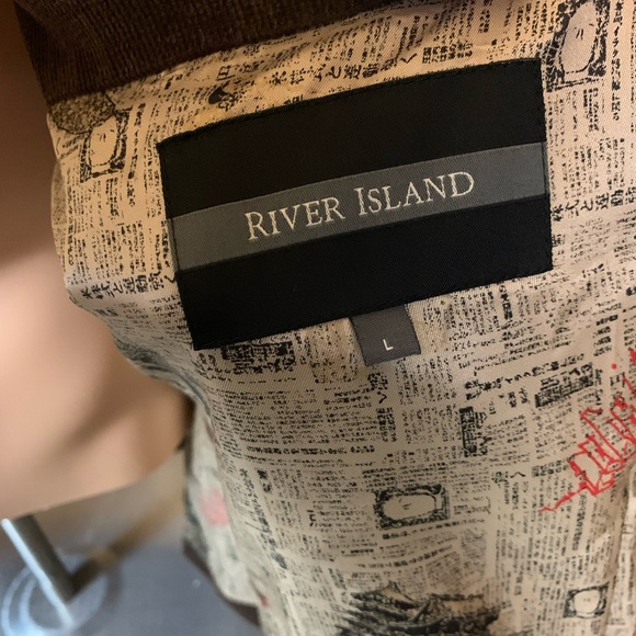 River Island Corduroy Dark Brown Blazer Men’s Large Romania Cotton Country Club - Picture 10 of 13